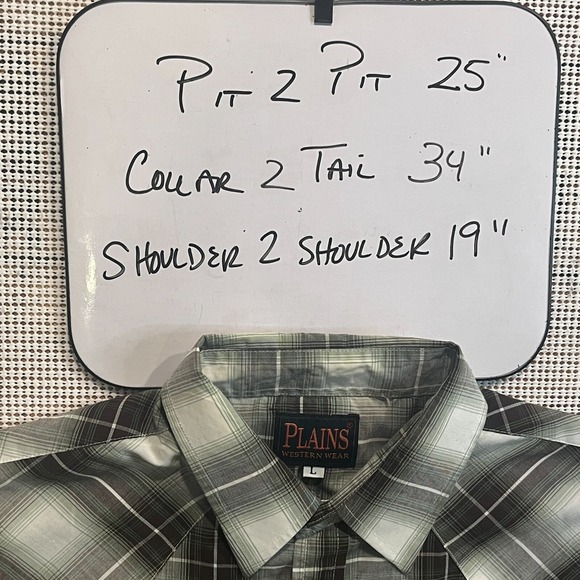 VTG PLAINS Country Western Ranch Lightweight Short Sleeve Cowboy Pearl Snap - L - Picture 4 of 6